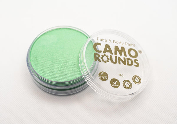 Camo Rounds® Face and Body Paint in Mint Color, Light Mint Green Shimmer